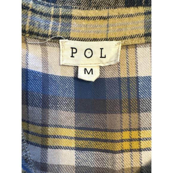 POL Oversized Plaid Patchwork Shirt Stud Detail Tab Sleeve Button Down M - Picture 6 of 10